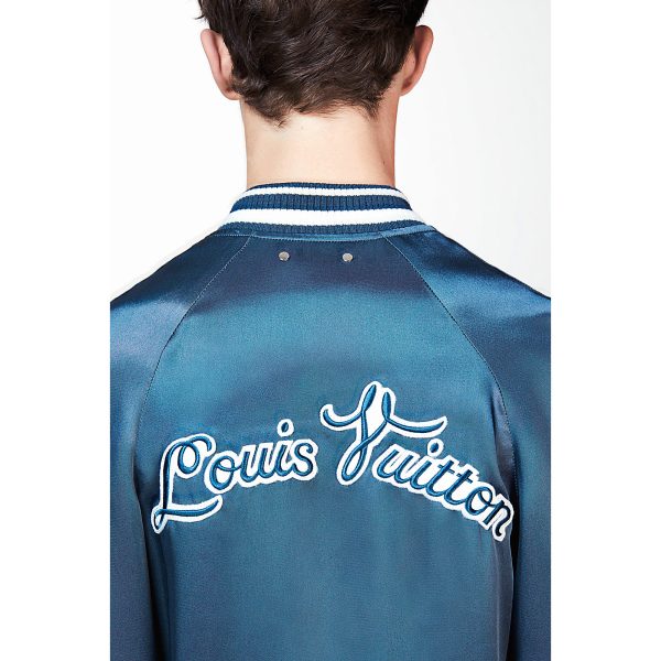 Louis Vuitton Replica Men Ready to wear Coats and Outerwear Embroidered Varsity Jacket Petrole 4137 3