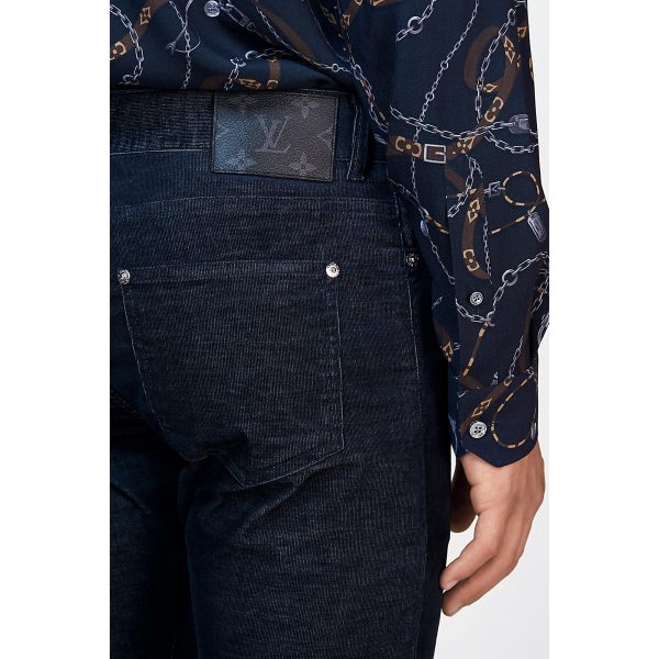 Louis Vuitton Replica Men Ready to wear Denim Corduroy Slim Jeans Marine Nuit 4427 3