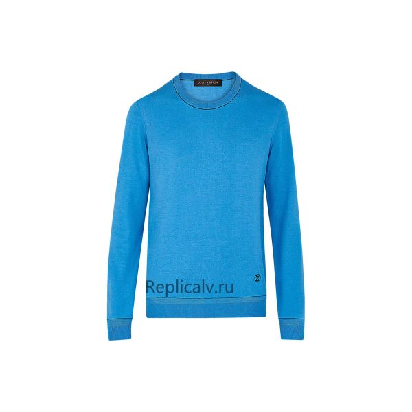 Louis Vuitton Replica Men Ready to wear Knitwear Highlighted Rib Crewneck Bleu Azur 4360 1 1
