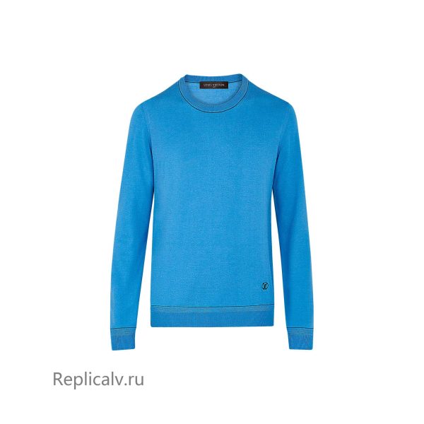 Louis Vuitton Replica Men Ready to wear Knitwear Highlighted Rib Crewneck Bleu Azur 4360 1