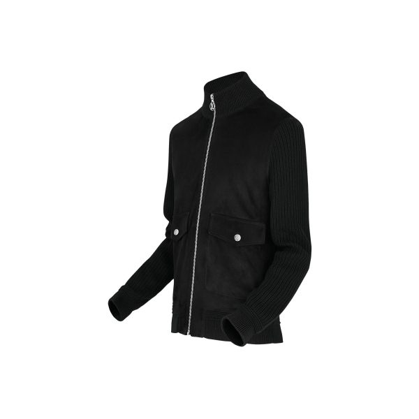 Louis Vuitton Replica Men Ready to wear Knitwear Leather Front Chunky Jacket Noir 4366 2