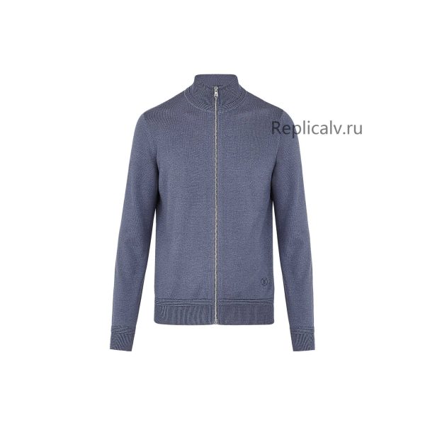 Louis Vuitton Replica Men Ready to wear Knitwear Leather Patch Cardigan bleu grise 4353 1