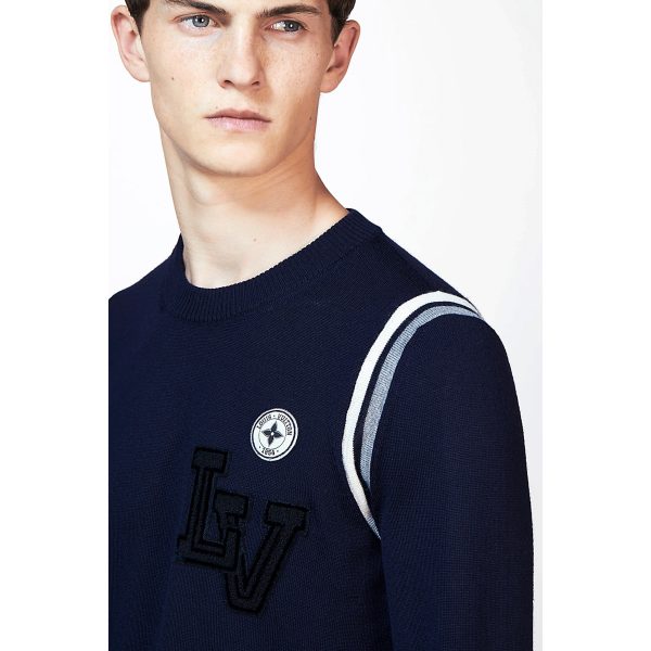 Louis Vuitton Replica Men Ready to wear Knitwear Varsity Crewneck With Patches Marine Nuit 4345 3