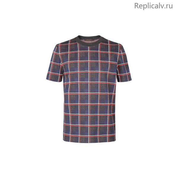 Louis Vuitton Replica Men Ready to wear T shirts Polos and Sweatshirts Check Jacquard T Shirt 4328 1 1