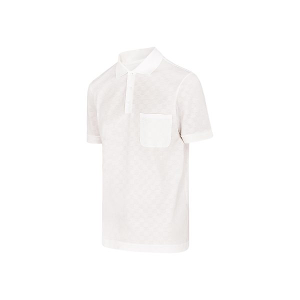 Louis Vuitton Replica Men Ready to wear T shirts Polos and Sweatshirts Classic Damier Pique Polo Blanc Lait 4282 2