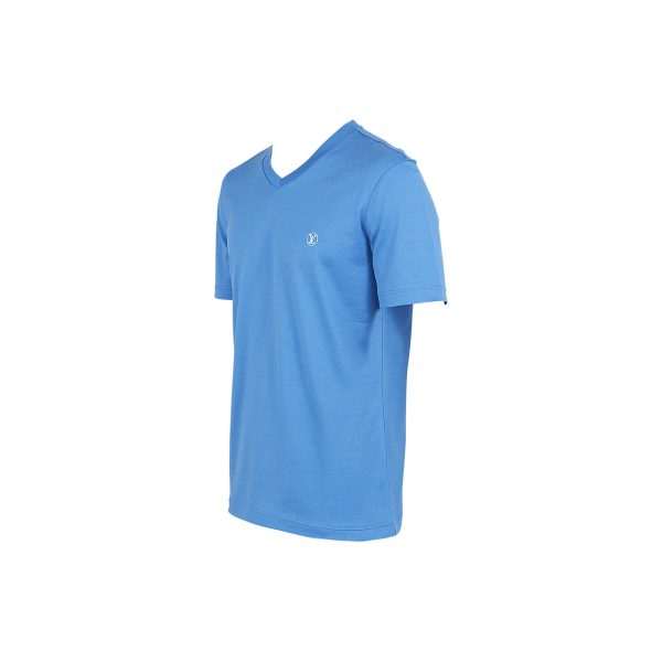Louis Vuitton Replica Men Ready to wear T shirts Polos and Sweatshirts Classic V Neck T Shirt Bleu Azur 4327 2