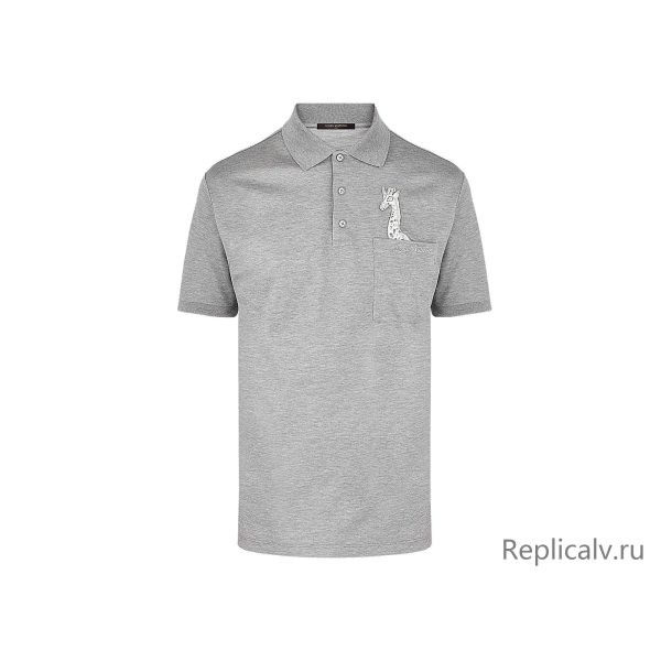 Louis Vuitton Replica Men Ready to wear T shirts Polos and Sweatshirts Giraffe Pocket Polo Gris Chine 4321 1