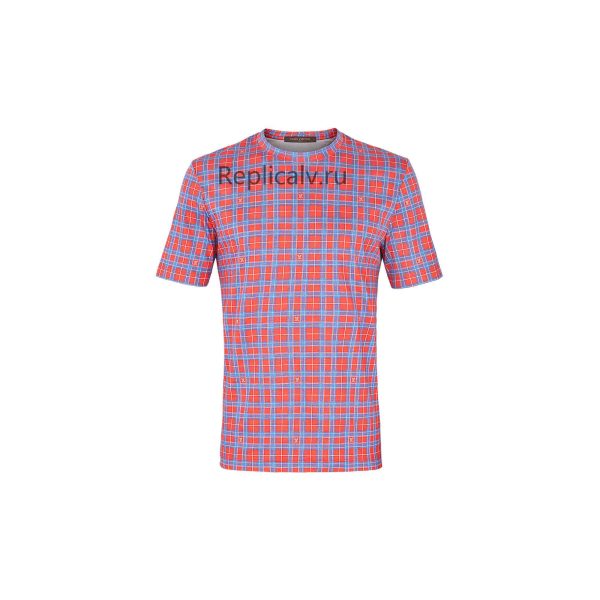 Louis Vuitton Replica Men Ready to wear T shirts Polos and Sweatshirts Printed Check T Shirt Rouge Vif 4330 1