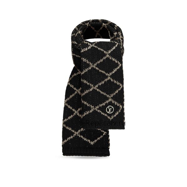 Louis Vuitton Replica Women Accessories Scarves and shawls Shiny Malletage Scarf Black 1941 1