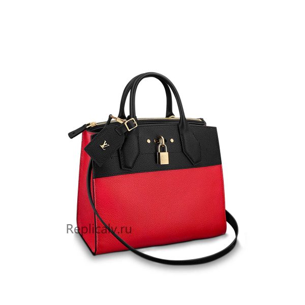 Louis Vuitton Replica Women Handbags Top Handles City Steamer PM Rouge Noir 101 1 1