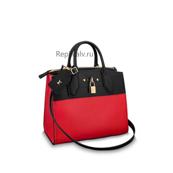 Louis Vuitton Replica Women Handbags Top Handles City Steamer PM Rouge Noir 101 1